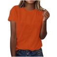 thumbnail image 1 of Pisexur Hauts d'Été pour Femmes Mode Chandail Décontracté Uni à Manches Courtes, Hauts pour Femmes Orange, P, 1 of 1
