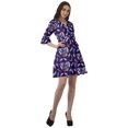 thumbnail image 4 of Moomaya Poly Crepe Casual Dresses Women Printed V Neck Drawstring Mini Dress, 4 of 4