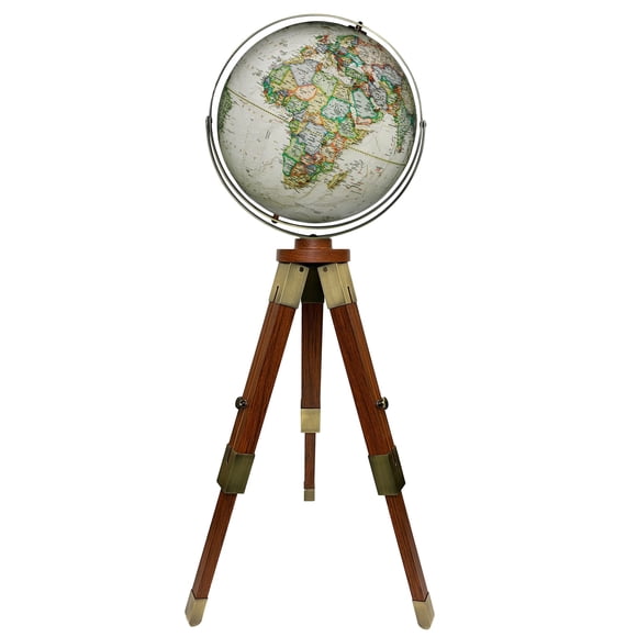 Replogle World Globe with Stand 16 Inch Floor Globe - Antique,Raised Relief Globes For Children and Kids Classroom Decor,Made In USA