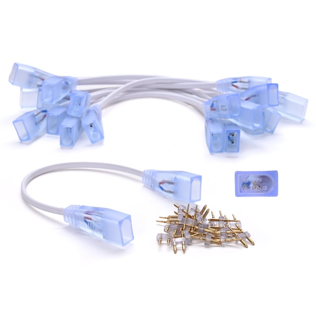 DELight 10 Pieces 2 Wire Splice Connector with Extension Cord for DELight Warm White LED Neon Rope Light DSL001