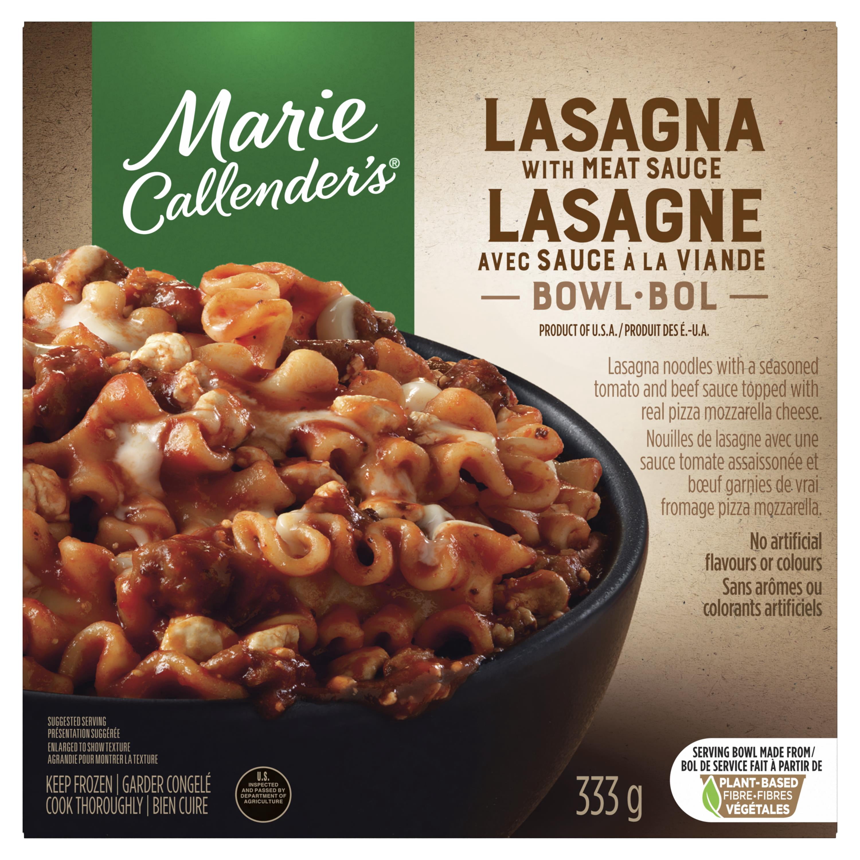 Marie Callender’s Lasagna with Meat Sauce Bowl - Lasagna Noodles with a Seasoned Tomato and Beef Sauce Topped with Real Pizza Mozzarella Cheese - No Artificial Flavours or Colours, Marie Callender's Lsg Bwl 333g