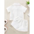thumbnail image 3 of Faithtur Toddler Baby 2Pcs Summer Outfits, Short Sleeve Button Down Lapel Shirt + Shorts Set, 3 of 9