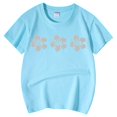 thumbnail image 5 of WEIYLL T-Shirt pour Filles Imprimé Floral Col Rond Manches Courtes Décontracté Doux pour 3-4 Ans, 5 of 5