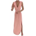 thumbnail image 2 of Gspmoly Robes d'Été pour Femmes, Mode Femme Décontractée Angleterre Ample Sans Manches Uni Col en V Robe Longueur au Sol Robes de Soirée pour Femmes Économies, 2 of 6