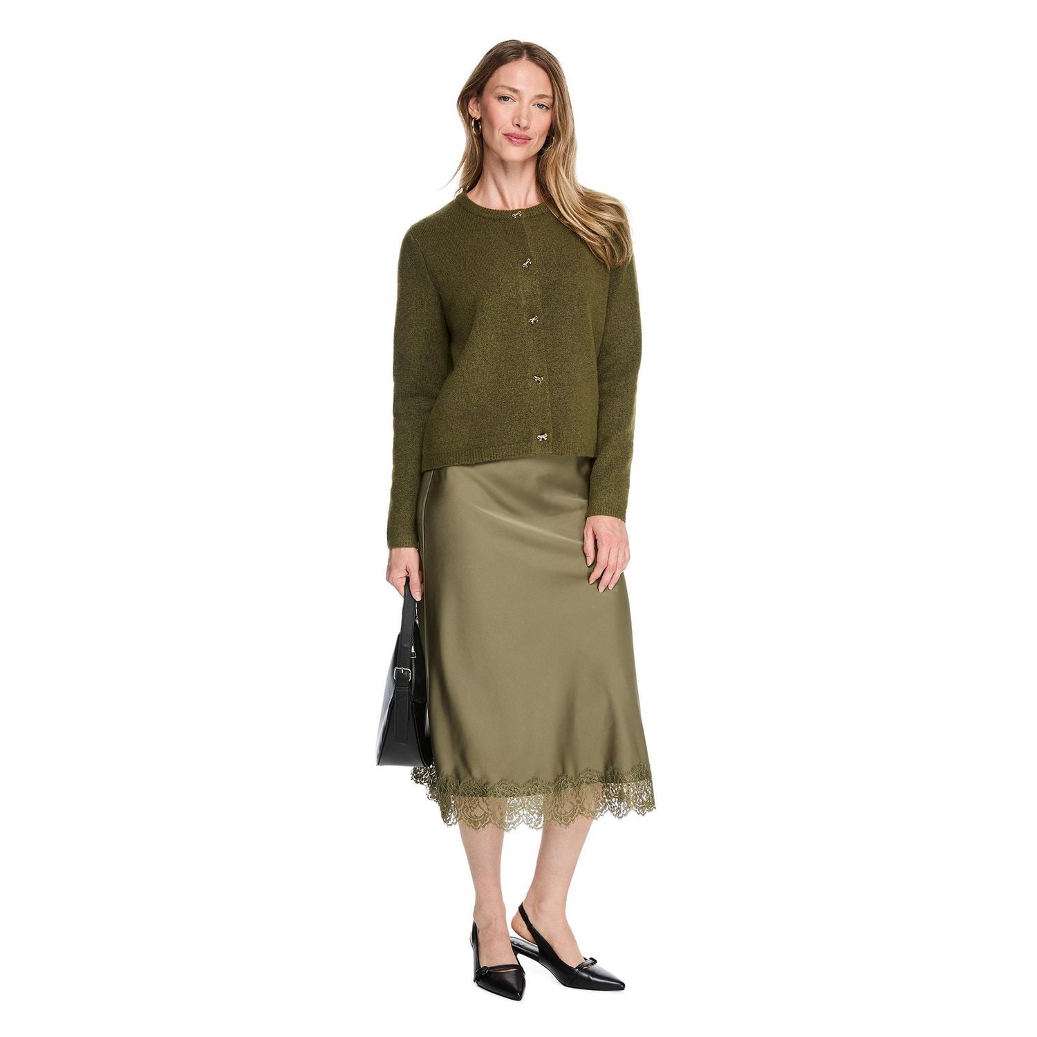 George Women's Lace Trim Satin Skirt