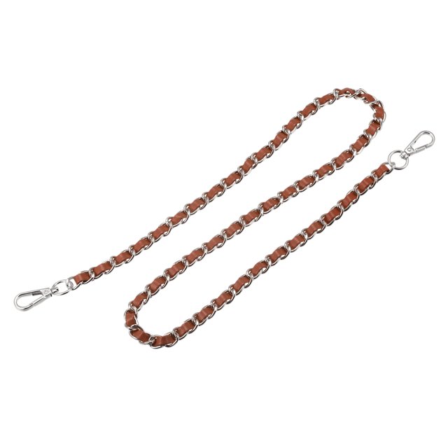 Unique Bargains Purse Chain Strap, 32' Purse Strap Shoulder Bag Replacement Strap, Brown&Silver