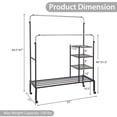 thumbnail image 3 of Costway Rolling Clothes Drying Rack Double Rods Garment Rack with Height Adjustables Silver, 3 of 10