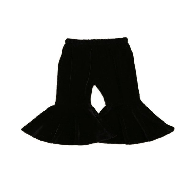 Children Autumn Velvet Flare Pants Solid Color Elastic Waistband Trousers