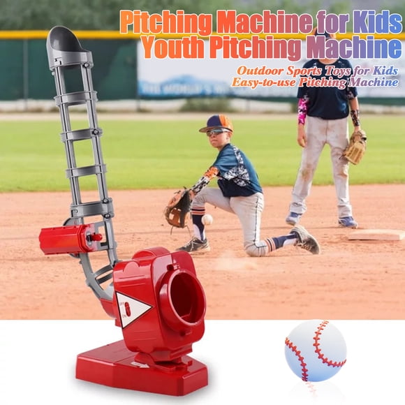 Ensemble de Machine de Lancer de Baseball Automatique pour Enfants, Angles et Hauteur Réglables, Jouet d'Entraînement à Lancement Automatique pour Enfants, Jouets de Sport de Plein Air