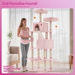 Grand arbre de chat avec 13 Postes de fouille, 2 Perches, Hamac, pour Chats Intérieurs, Rose