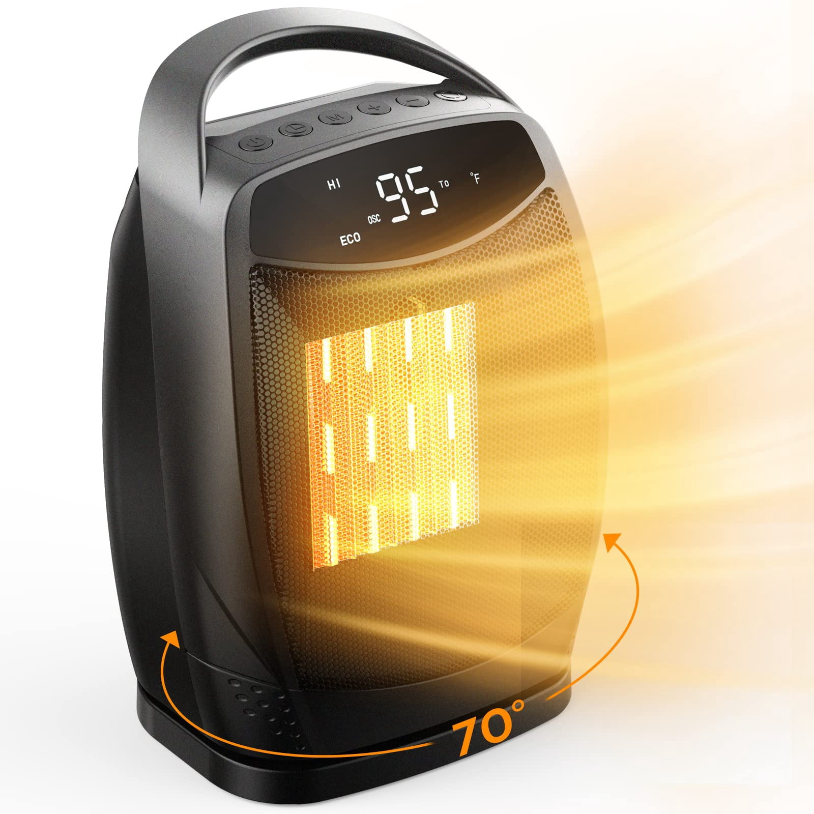 Strak Digital Space Heater, 750W Portable Fast Heating Electric Ceramic Heater with 4 Modes, Timer, Overheating Protection, ETL Listed, Portable Heater for Bedroom