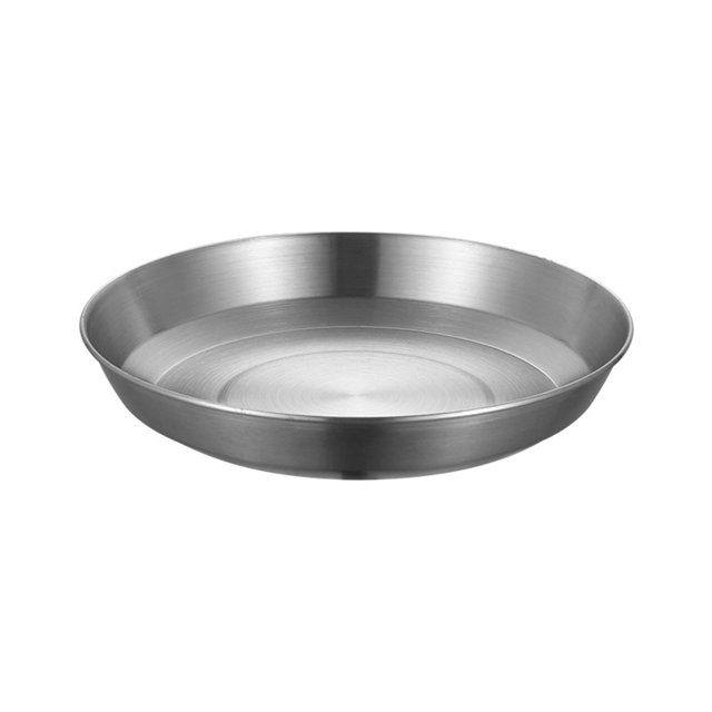BUYISI Silver 304 Stainless Steel Camping Dining Plate Camping Portable Cookware