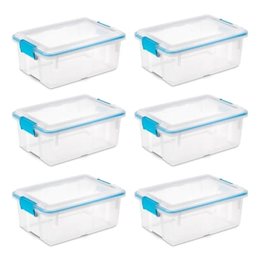 Sterilite 12 Qt Plastic Storage Bin Container Gasket Sealed Box, (6 Pack)