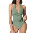 thumbnail image 3 of Swimwear Suit Women V One Control Pieces Bathing Tummy Ruched Swimsuits, Suitable For Park Strolls, 3 of 8