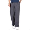 thumbnail image 1 of XZNGL Mens Solid Pure Cotton Elastic Waist Straight Barrel Trousers, 1 of 4