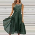 thumbnail image 1 of EGNMCR Robes de Soirée pour Femmes, Robes Formelles pour Femmes, Robes de Cocktail pour Femmes Femmes Unies Sans Manches Col Rond Dentelle Mousseline Maille Taille Robes de Fête Jupe en Mousseline pour Femmes, 1 of 5