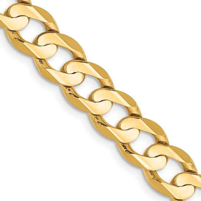 14k Yellow Gold 24 Inch 6.75mm Concave Curb Chain Necklace Pendant Charm