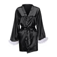 thumbnail image 1 of Ersazi Pajamas For Girls Women'S Sexy Solid Color Feather Robe 1 Piece Set In Clearance Black Xl, 1 of 7