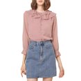 thumbnail image 1 of INSPIRE CHIC Women's Ruffle Neck Polka Dots Sheer Chiffon Blouse, 1 of 4