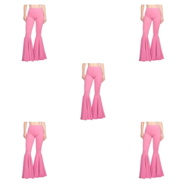 Guardoinrt Versatile Women Bell Bottom Pants With Stretchy Fit Multiple Sizes Available High Waist Bell Bottom pink 3XL 5Set