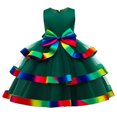 thumbnail image 1 of B91xZ Robe Maxi à Manches Courtes pour Filles Robe Tunique Basique Sans Manches d'Été, Vert 3-4 Ans, 1 of 5