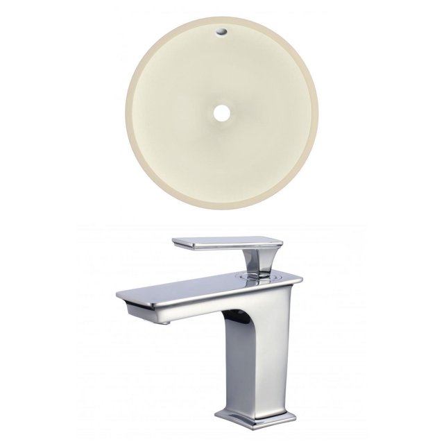 16-in. W Round Bathroom Undermount Sink Set In Biscuit - Chrome Hardware AI-22867