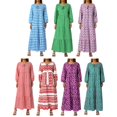 thumbnail image 4 of Robe Maxi Décontractée d'Été pour Femmes, Bohème à Fleurs, Col en V, Manches Courtes Bouffantes, Robe de Plage Longue Évasée, Bleu Ciel, M, 4 of 4
