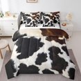thumbnail image 1 of Cow Pattern Comforter Set Queen,Cowhide Pattern Sheet Set White Brown Rustic Home Decor 7-Piece Bedding Set,Abstract Animal Theme Bed Cover For Kids Boys Girls Teens, 1 of 5