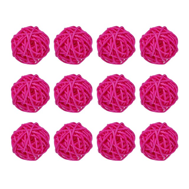 Unique Bargains 12 Pcs Wicker Rattan Balls Decorative Balls 1.2Inch for Vase Fillers ,Wedding ,Party ,Rose
