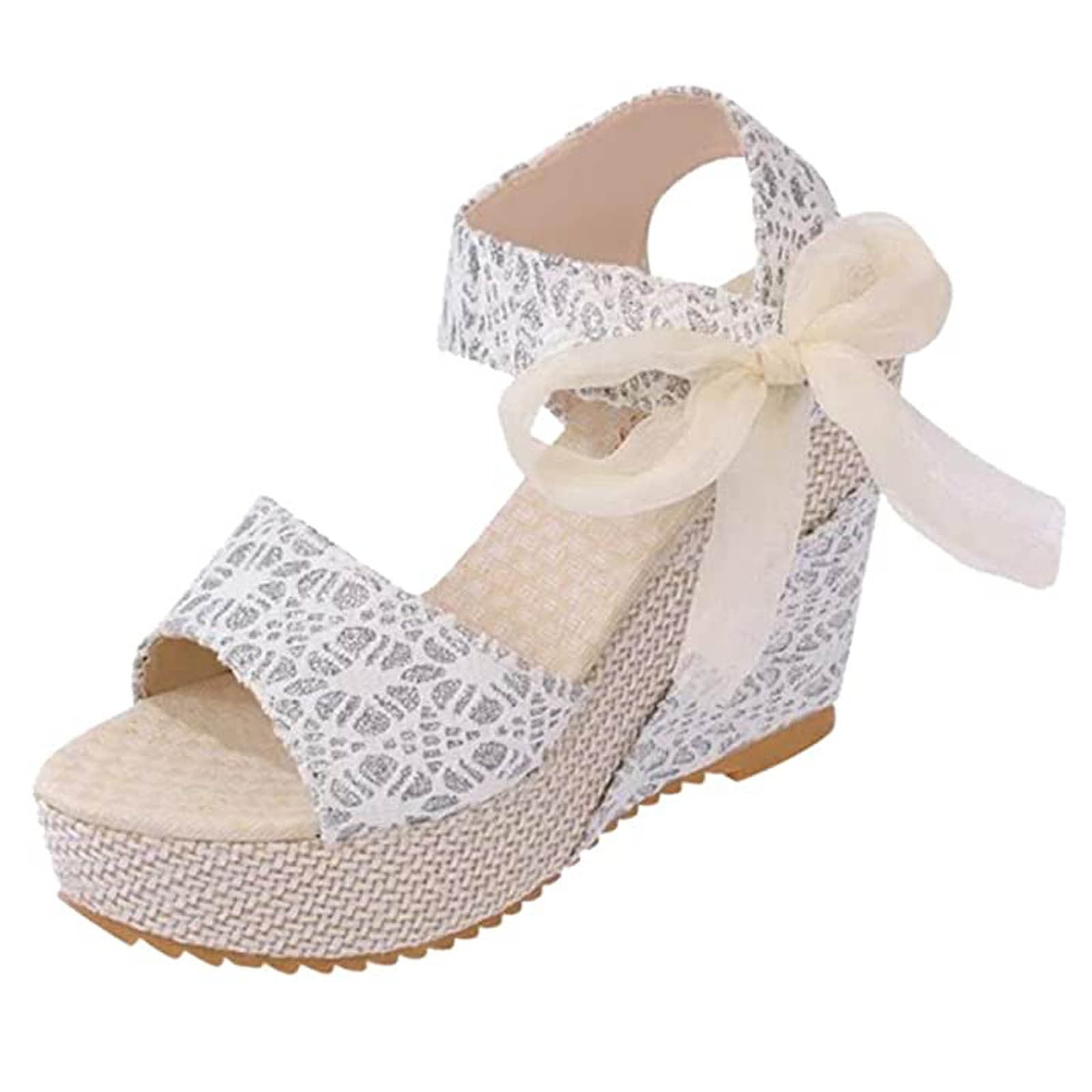 peep toe ribbon wedges