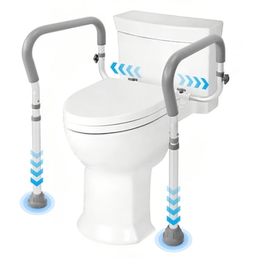 Rampes de Sécurité Rehaussantes pour Siège de Toilette, Cadres en Aluminium de Sécurité pour Toilette avec Hauteur et Largeur Ajustables pour Personnes Âgées, Capacité de 300 Lb