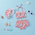 thumbnail image 3 of goowrom Baby Girls Swimsuit Set, Watermelon Print Split Bikini+Shorts+Hat, 3 of 8