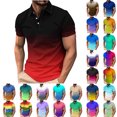 thumbnail image 1 of QATAINLAV Men's Casual Polos Shirt Fashion Gradient Color Print Short Sleeve Golf Shirts Summer Button Laple Work Tees Tops Multicolor L on Sale Clearance, 1 of 6
