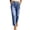 Blue, variant on Zulora Women's Elastic Waist Straight Leg Jeans Casual Stretch Denim Cropped Pants with Pockets for Daily Wear
