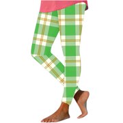 AherBiu Yoga Leggings for Women Plaid High Waisted Stretchy Workout Gym Atheltic Bottom Legging Pants