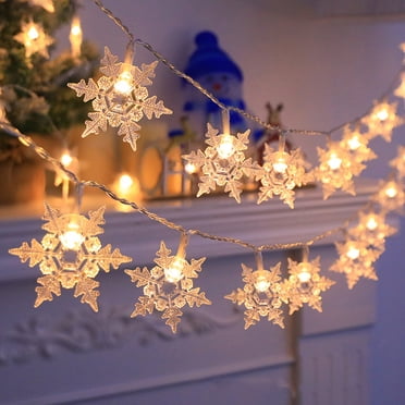 EGNMCR Christmas Lights 10 LED Snowflake String Lights Battery Operated Lights For Bedroom Patio Room Garden Party Home Xmas Decor Indoor Outdoor Christmas Tree Decor Holiday Light String