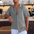 thumbnail image 1 of Summer Cuban Shirts for Men Casual Lightweight Button Down Short Sleeve Cardigan Work Blouse, 1 of 6