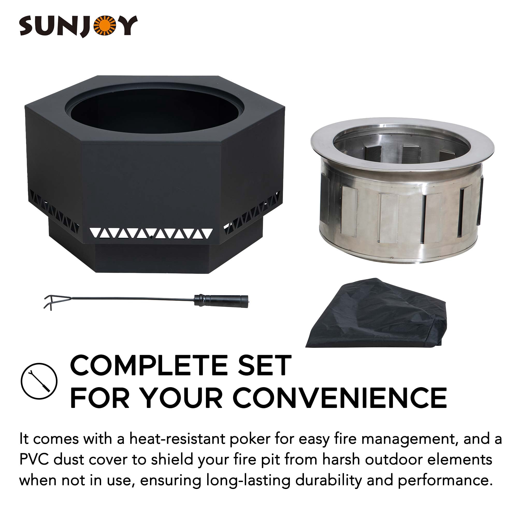 Sunjoy 26 pouces Hexagonal faible fumée Firepit