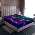 thumbnail image 4 of Erosebridal Modern Abstract Sheet Set Full, Striped Geometric Bedding Sets Full Size, Blue Purple, 4pcs, 4 of 7