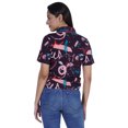 thumbnail image 4 of Moomaya Haut Court Imprimé pour Femmes Été Décontracté T-Shirt à Col à Fermeture à Glissière, 4 of 7