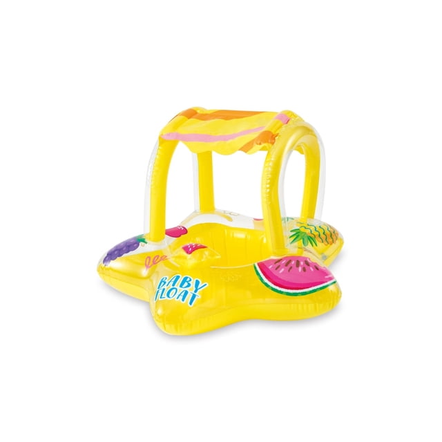Intex - BabyFloat Inflatable Kids Float, 31.8" x 31", With Parasol, For Toddlers 1-2 Years Old, Yellow