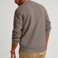 thumbnail image 3 of Yuyuzo Sweatshirts for Men Long Sleeve Round Neck Buttons Pullover Knitted Textured Solid Color Tops, 3 of 6