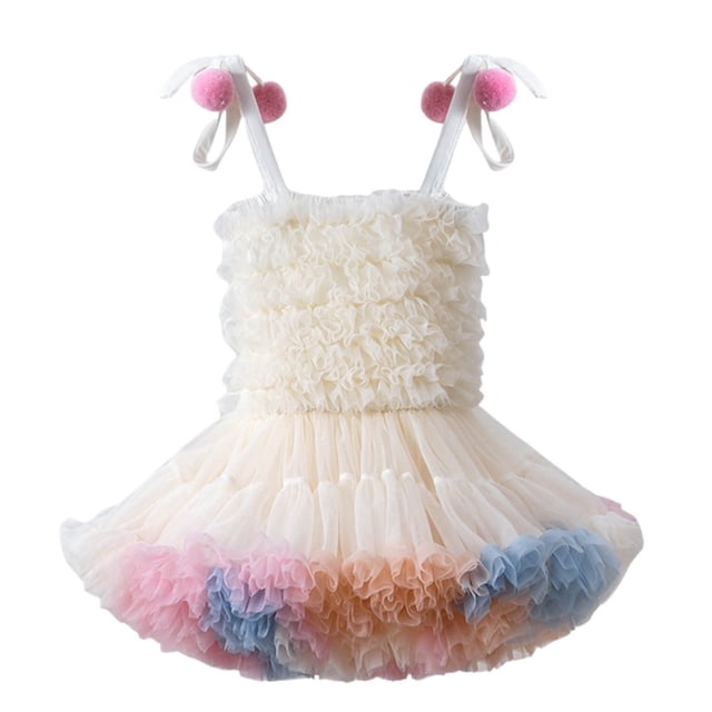 LUOGENLI Robe Bébé Filles Robe Tutu en Maille Tout-Petit Sans Manches Bébé Fille Tutu Arc-en-Ciel Princesse Jupe Robe Jupe Maxi avec Shorts Vert 2-3 Ans