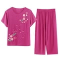 thumbnail image 2 of TIMIFIS Ensembles de Pyjamas pour Femmes 2 Pcs Pyjamas Grande Taille Coton et Lin Haut à Manches Courtes Col Rond Vêtements de Nuit Pyjamas Confortables et Respirants - Printemps/été, 2 of 7