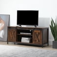 thumbnail image 2 of HOMCOM TV Table Television Stand W/ Storage and Barn Door Brown, 2 of 10