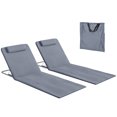 thumbnail image 1 of Outsunny 2 Pcs Chaise Longue de Plage Pliante Chaise Longue avec Oreiller, Gris, 1 of 10