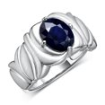 thumbnail image 3 of RYLOS Bagues pour Femmes Bague en Argent Sterling Solitaire Pierre Précieuse Ovale 9x7 mm avec Anneau Fini Satiné Saphir de Septembre Bijoux Taille 10, 3 of 7