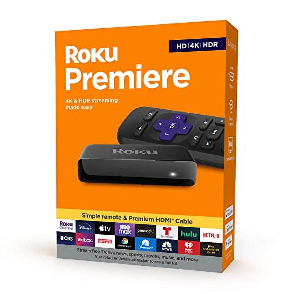 Roku Premiere | HD/4K/HDR Streaming Media Player, Simple Remote and Premium HDMI Cable