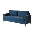 thumbnail image 2 of HMD Astoria Linen Square Arm 3-Seater Sofa with 2 Throw Pillow, Blue, 2 of 5