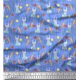 thumbnail image 1 of Soimoi Poly Georgette Fabric Leaves,Carrot & Rabbit Kids Print Fabric by The Yard 52 Inch Wide, 1 of 3